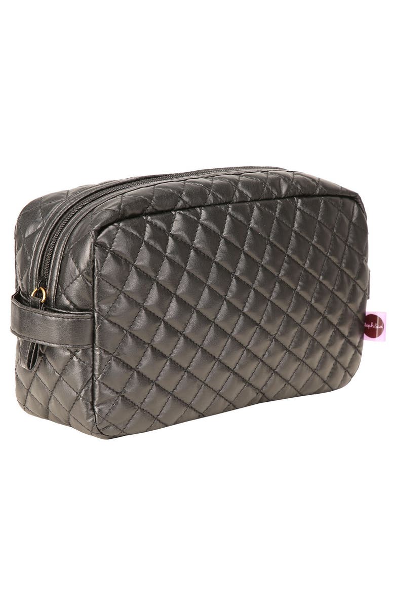 steph&co . 'Viveca' Quilted Black Cosmetics Case, Alternate, color,