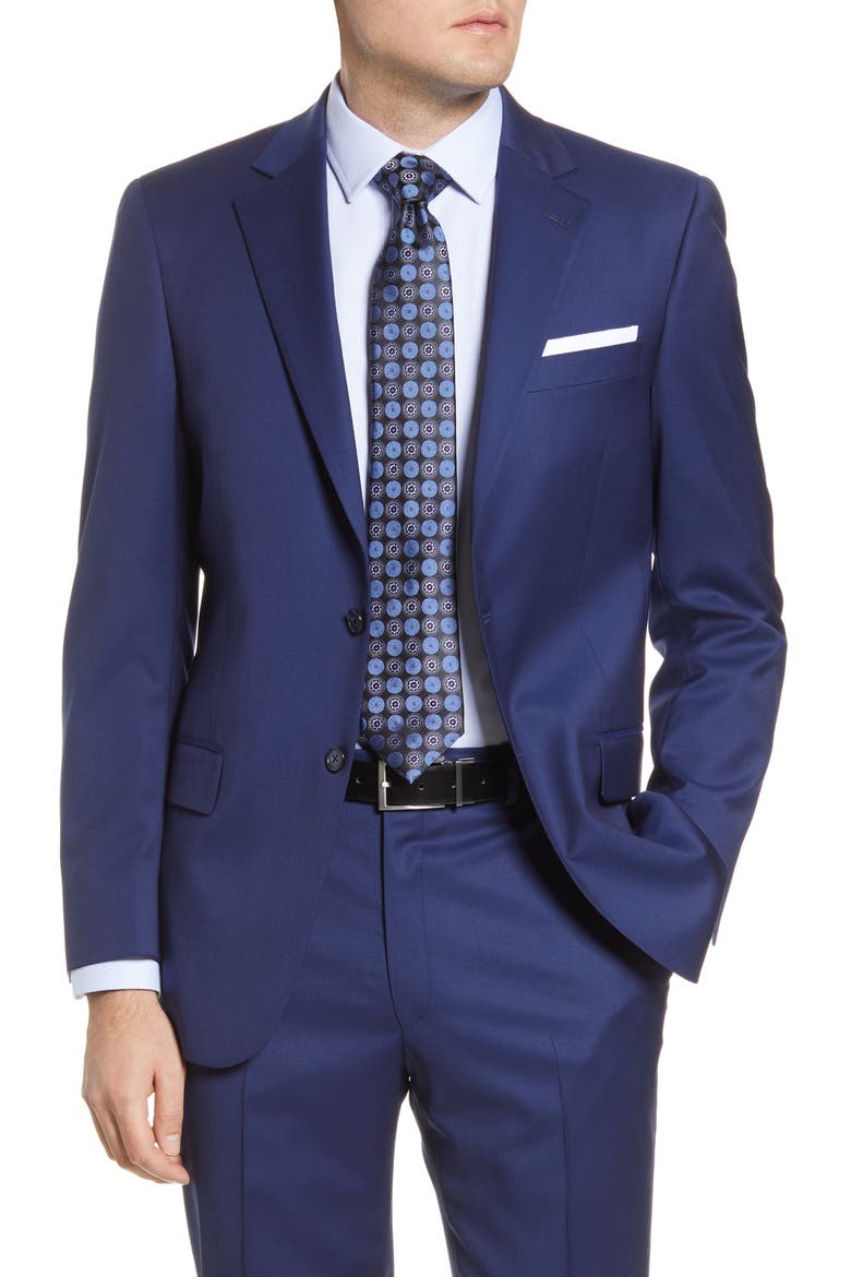 New York Classic Fit Solid Stretch Wool Suit, Alternate, color, NAVY