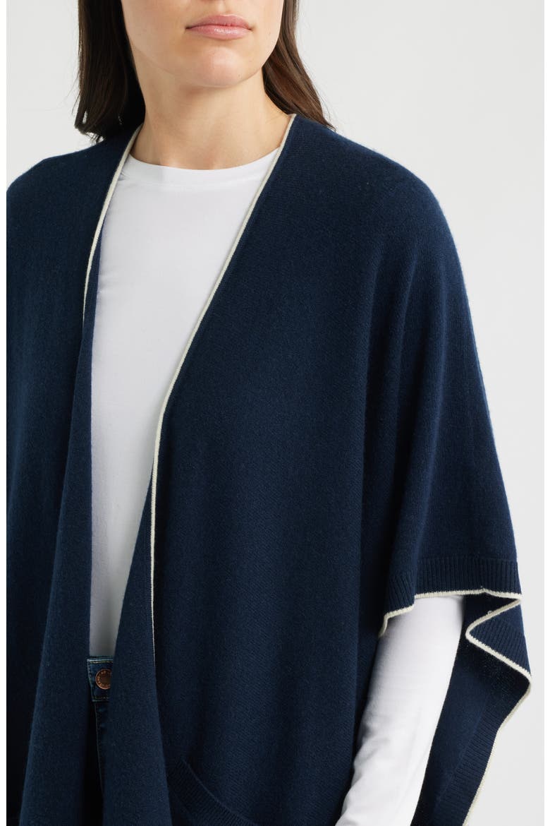 Tipped Cashmere Cape, Alternate, color, TWILIGHT BLUE