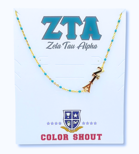 Zeta Tau Alpha Greek Letter Side Set Necklace