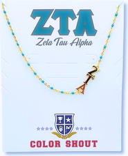 Color Shout Zeta Tau Alpha Greek Letter Side Set Necklace