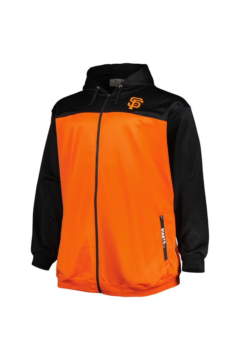 Men's Black/Orange San Francisco Giants Big & Tall Yoke Full-Zip Hoodie, Alternate, color, Black