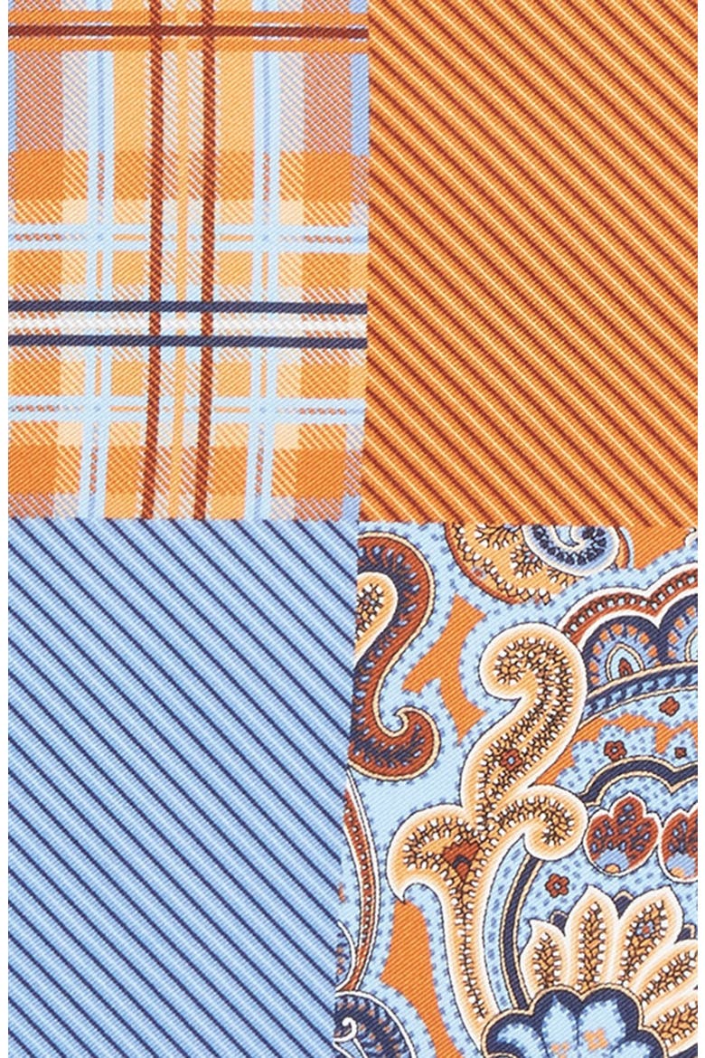 Men's Shop 'Three Panel' Silk Pocket Square, Alternate, color, ORANGE