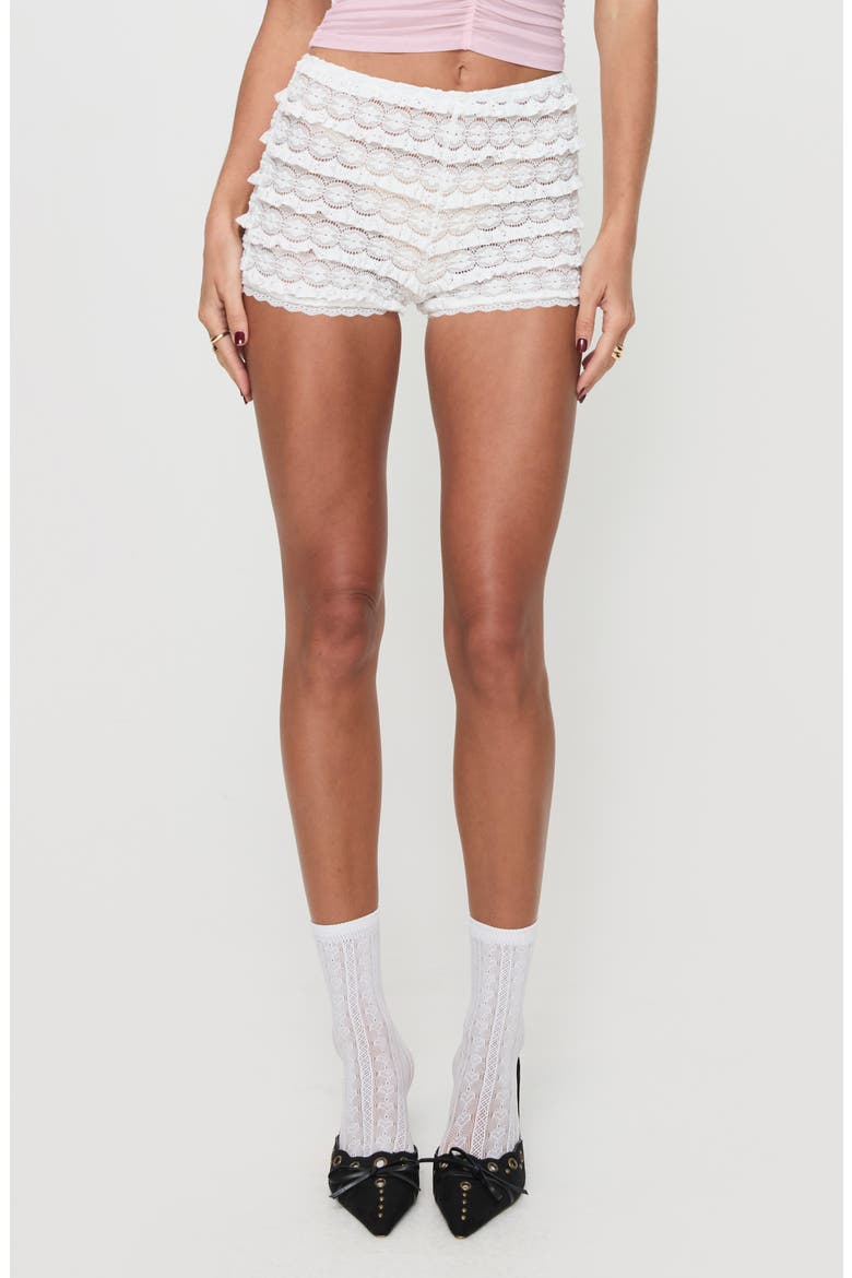 Angelis Lace Shorts, Main, color, WHITE