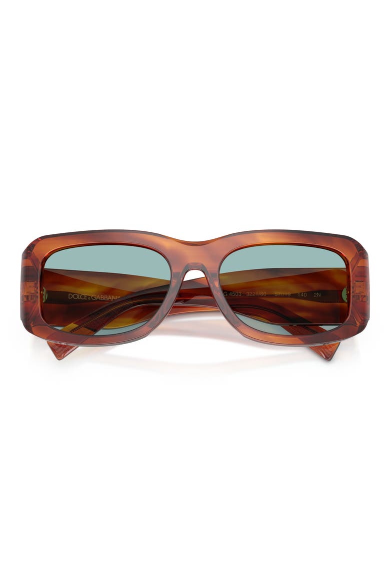 57mm Rectangular Sunglasses, Alternate, color, STRIPED GINGER / BLUE