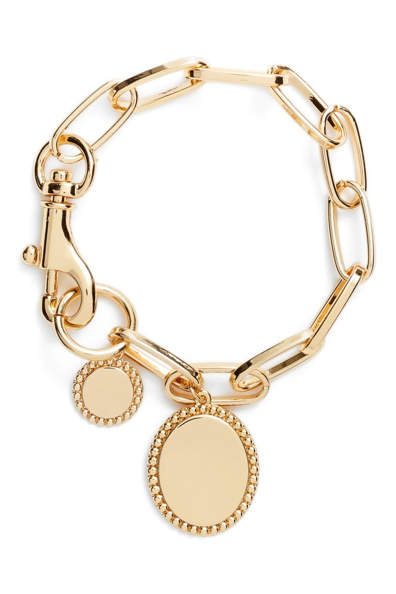 Medallion Link Bracelet, Main, color, GOLD