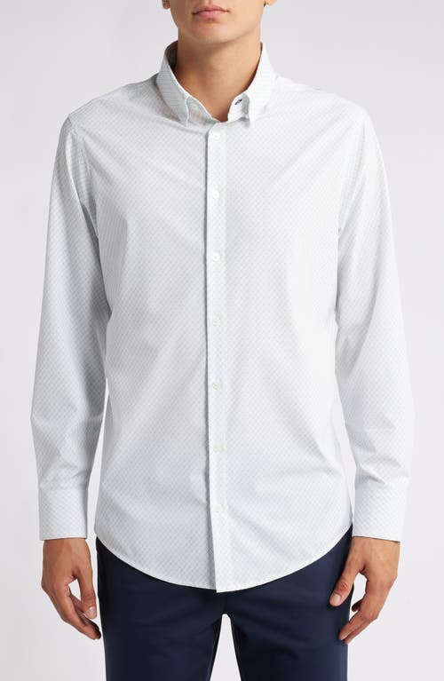 Mizzen+Main Leeward Trim Fit Print Performance Button-Up Shirt in White Diamond Texture 