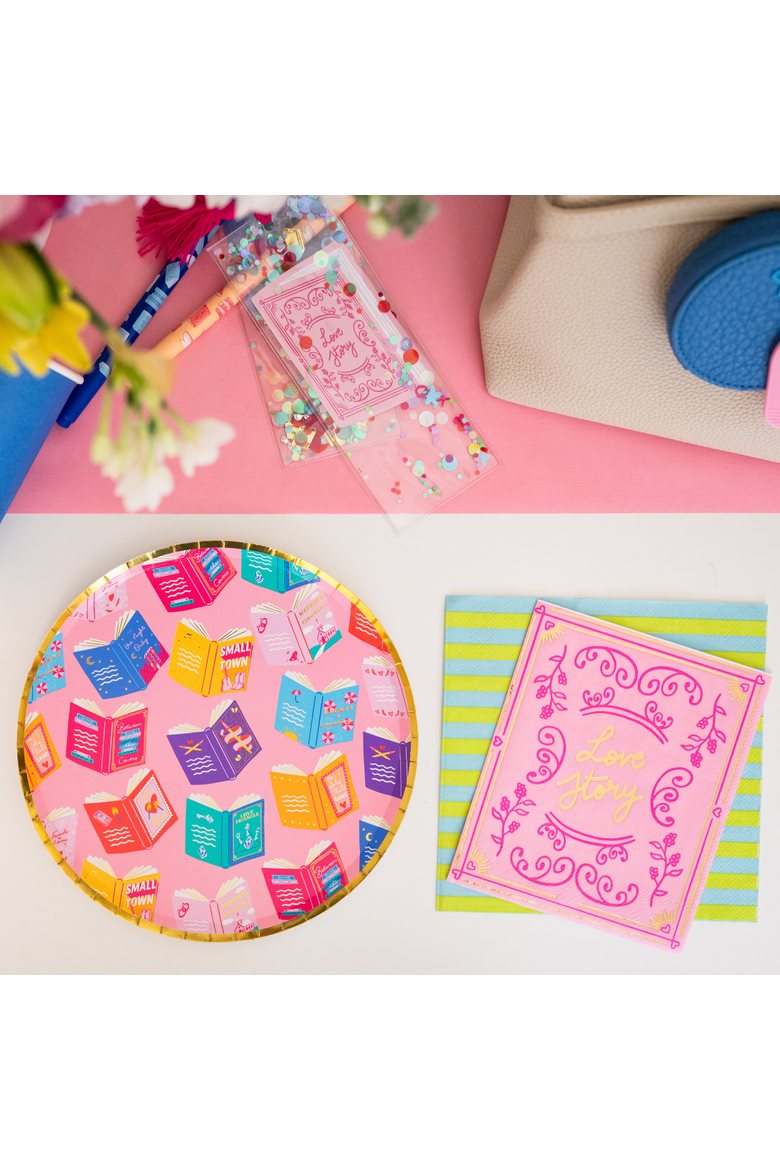 RomCom Book Themed Dessert Plates, Alternate, color, Assorted Pre-Pack
