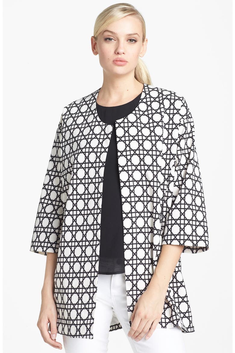 Graphic Print Swing Coat, Main, color, BLACK/ WHITE