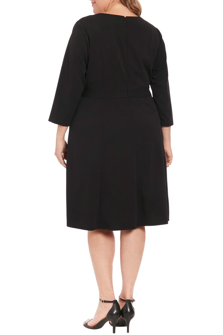 Long Sleeve Seamed Midi Dress, Alternate, color, BLACK