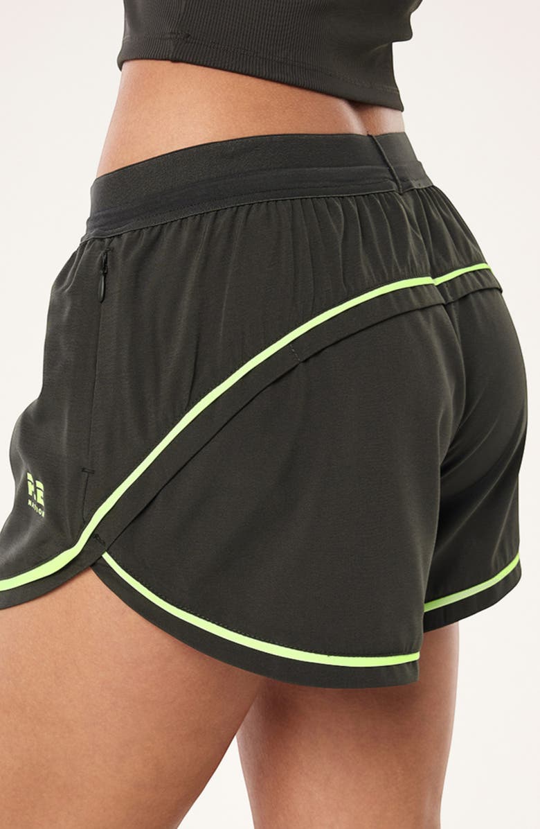 P.E Nation Linear Drawstring Shorts, Alternate, color, Caviar/ Lime