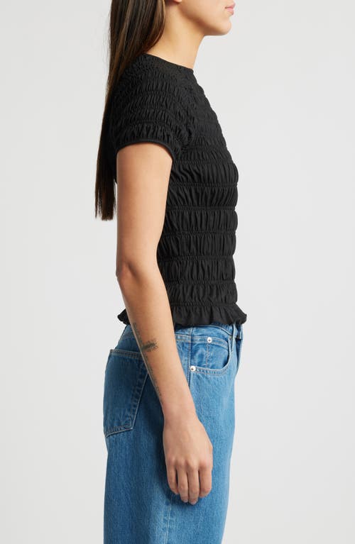 Nation Ltd Sissi Smocked Top In Jet Black