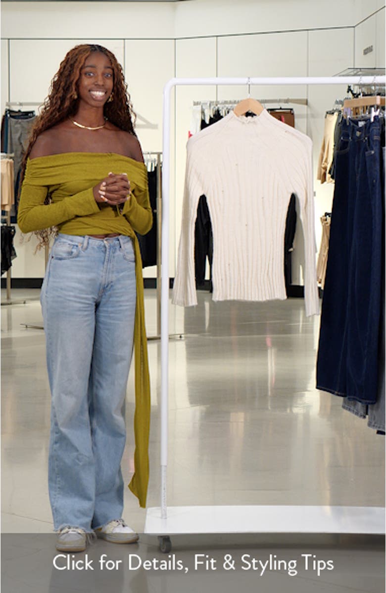 Mock Neck Bell Sleeve Rib Sweater, sales video thumbnail