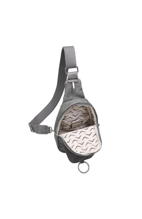 Shop Moda Luxe Regina Studded Sling Backpack In Grey