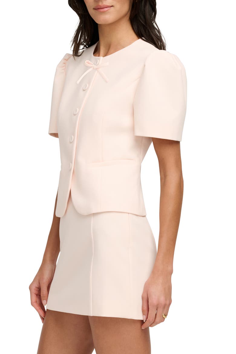 The Pardon Bow Detail Short Sleeve Jacket, Alternate, color, BLUSH PINK