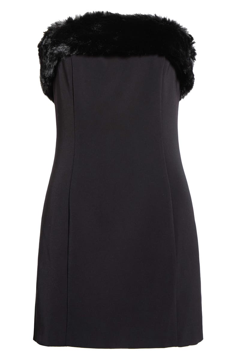 ASTR the Label Amya Strapless Faux Fur Minidress, Main, color, Black