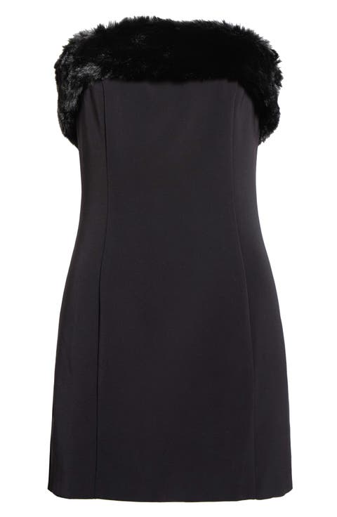 Amya Strapless Faux Fur Minidress