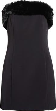 ASTR the Label Amya Strapless Faux Fur Minidress