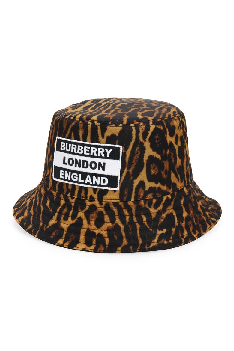 Reversible Nylon Bucket Hat, Main, color, LEOPARD PRINT
