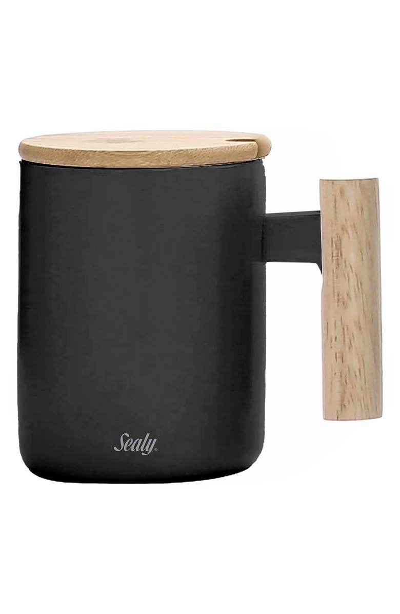 Sealy 4-Piece Mug & Warmer Pad Set, Alternate, color, Black