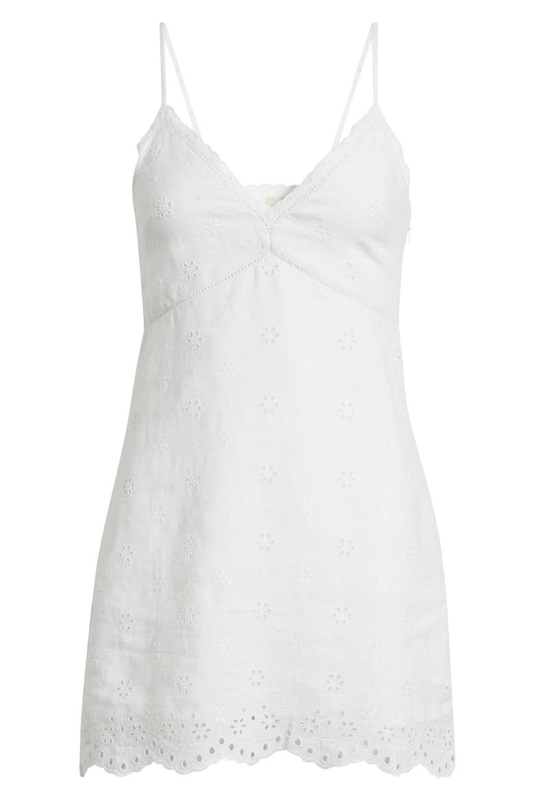 Becklyn Eyelet Sleeveless Linen Minidress, Main, color, OPTIC WHITE