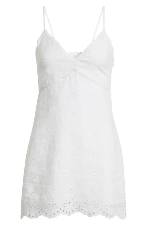 Becklyn Eyelet Sleeveless Linen Minidress