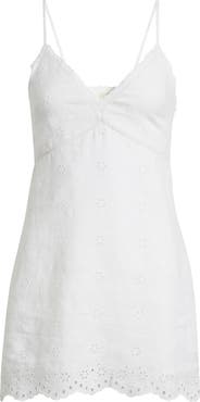 LoveShackFancy Becklyn Eyelet Sleeveless Linen Minidress