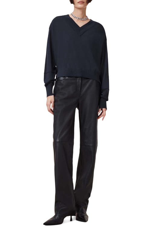 Shop Allsaints Julieana Merino Wool Sweater In Ink Blue