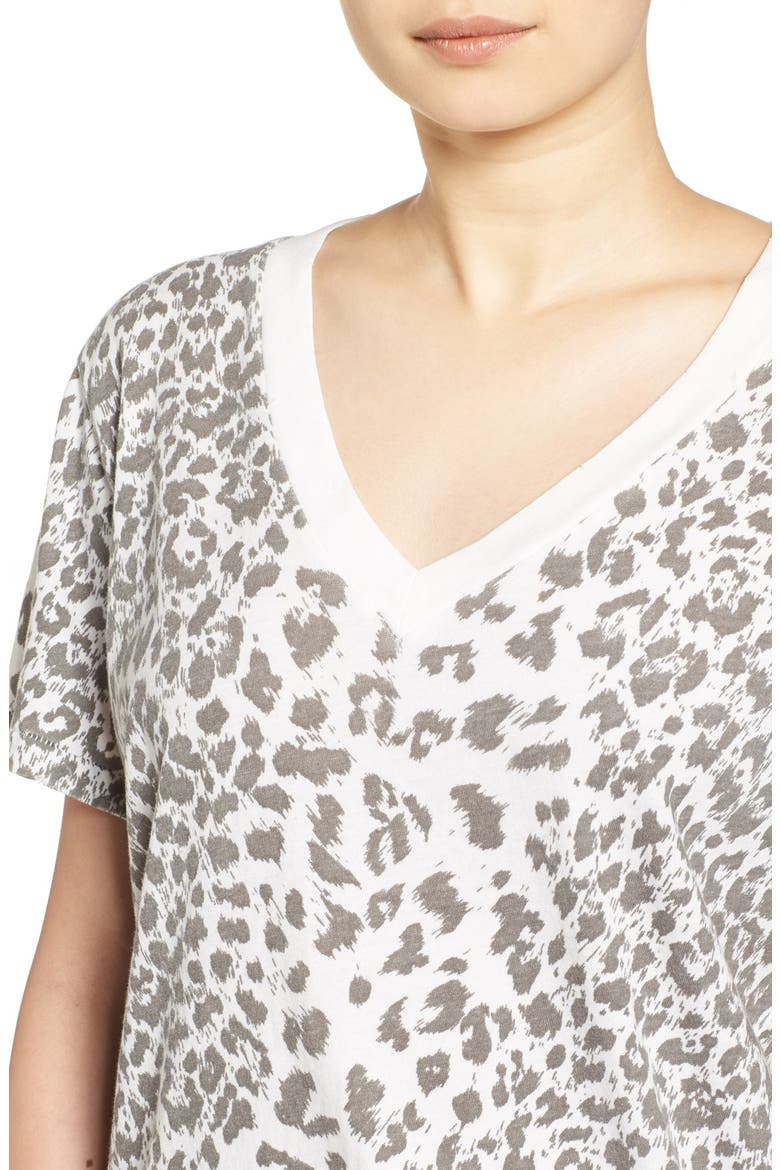 Cheetah Print Cotton Tee, Alternate, color, WHITE LEOPARD