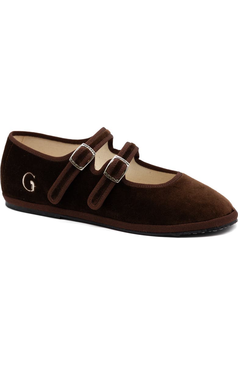 Gondolina Shoes Mary Jane Double Lace Ballet Flats, Main, color, Sigari Brown