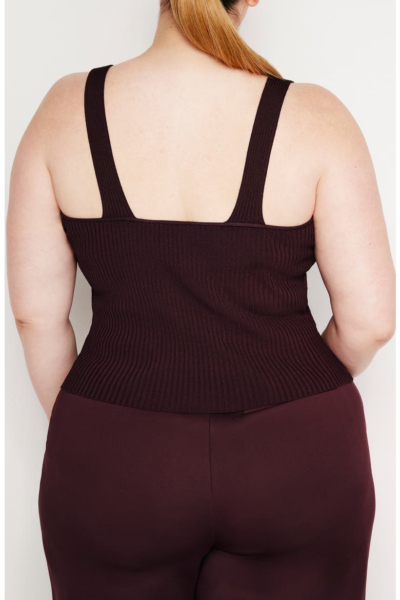 Shine V-Neck Rib Tank, Alternate, color, MALBEC003