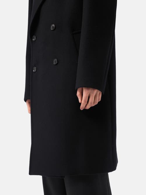 Gobi Mongolian Cashmere Double-breasted Cashmere Coat For Men In Black