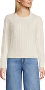 Lands' End Cotton Cable Drifter Crewneck Sweater