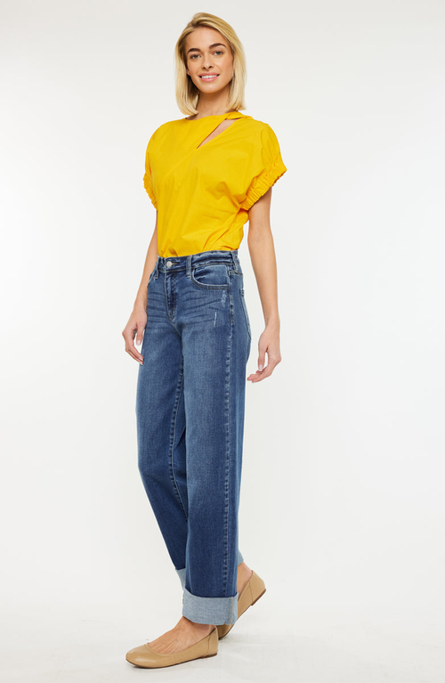 Kancan Ivanna Essentials High Rise Wide Leg Jeans In Blue