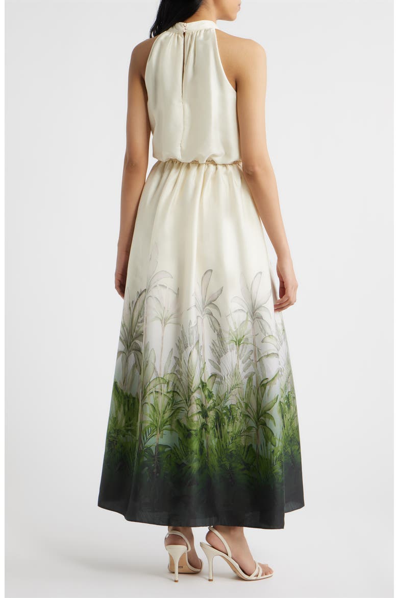 Tropical Print Mock Neck Maxi Dress, Alternate, color, IVORY MULTI