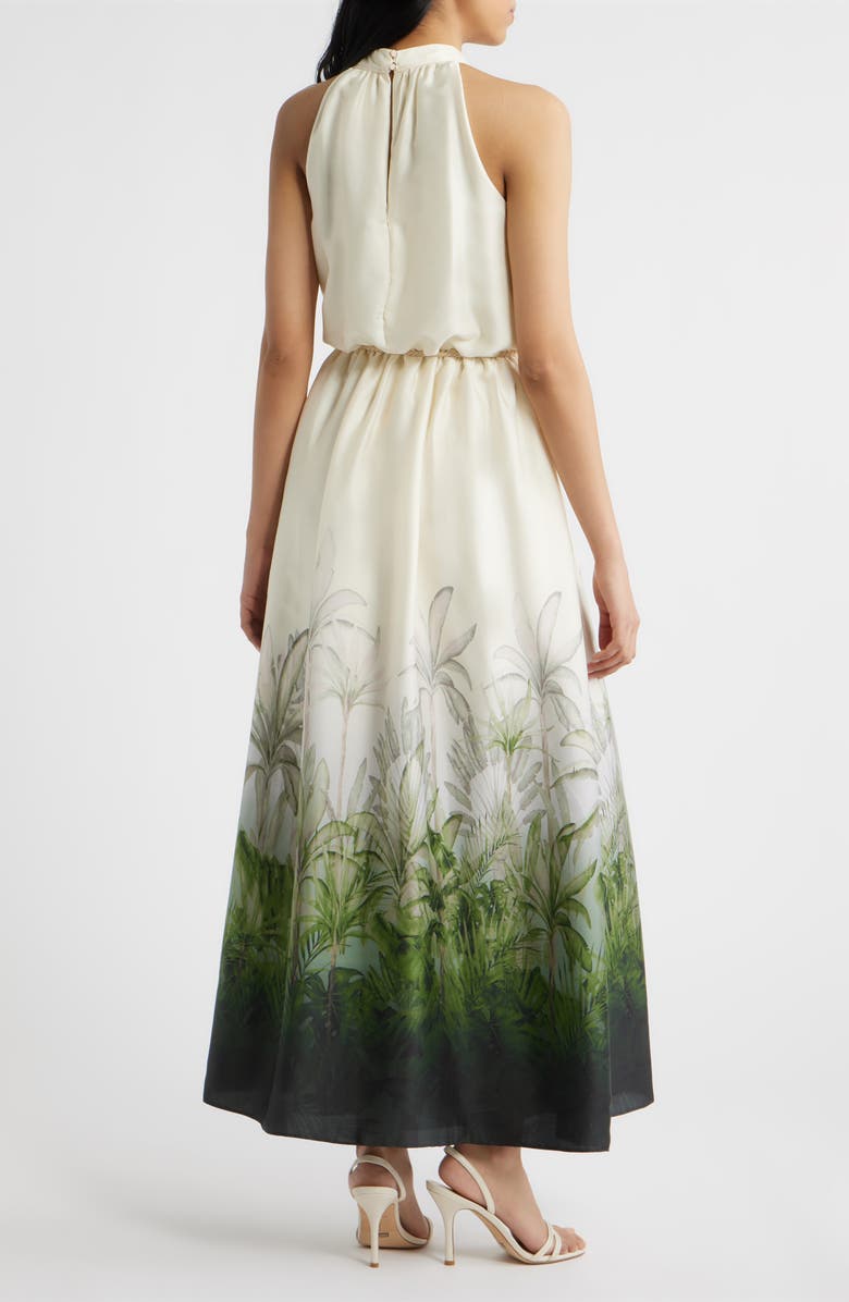 Julia Jordan Tropical Print Mock Neck Maxi Dress, Alternate, color, Ivory Multi