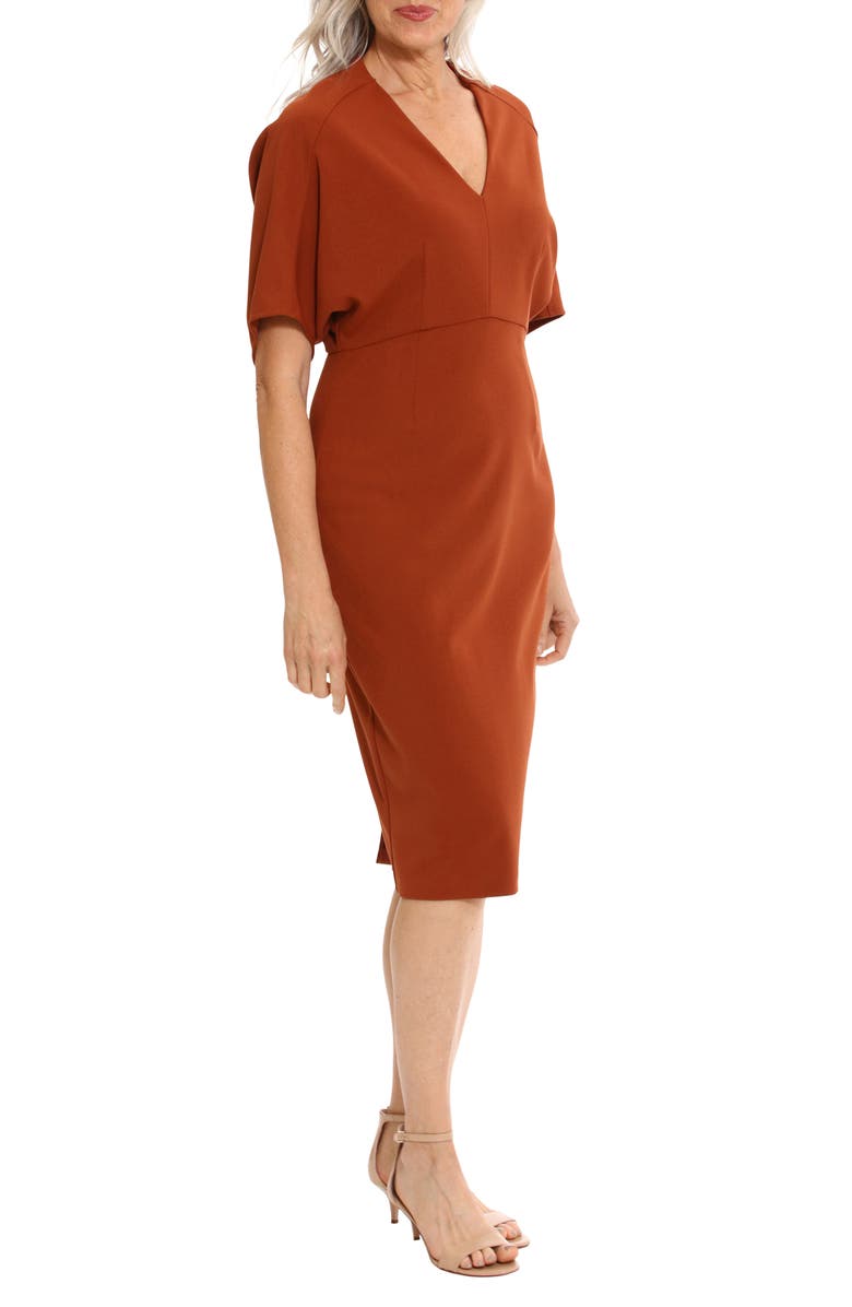 London Times V-Neck Dolman Sleeve Sheath Dress, Alternate, color, Sequoia