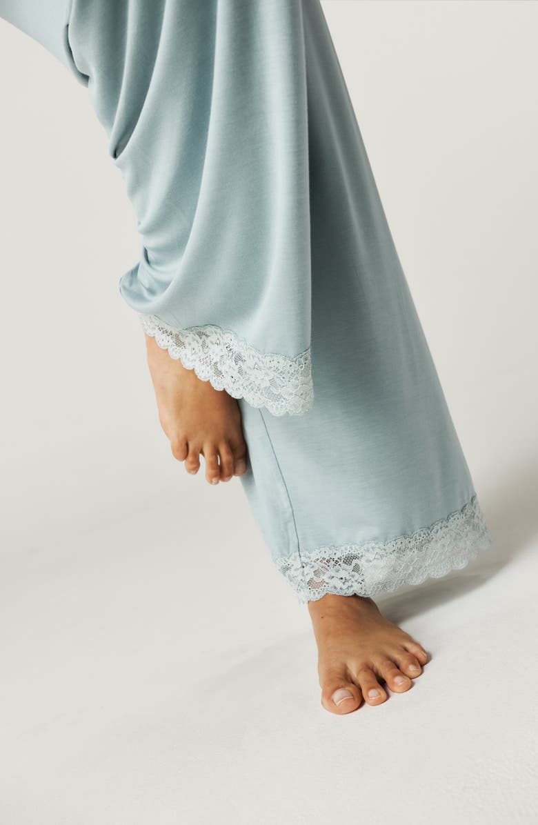 Posh Peanut Lace Trim Pajama Pants, Alternate, color, Green