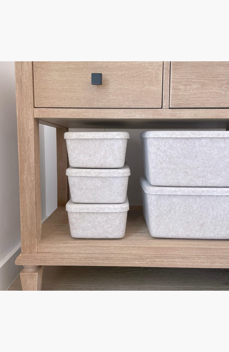 SortJoy The Sculpted Bin - Long with Lid, Alternate, color, Stone - Set Of 3