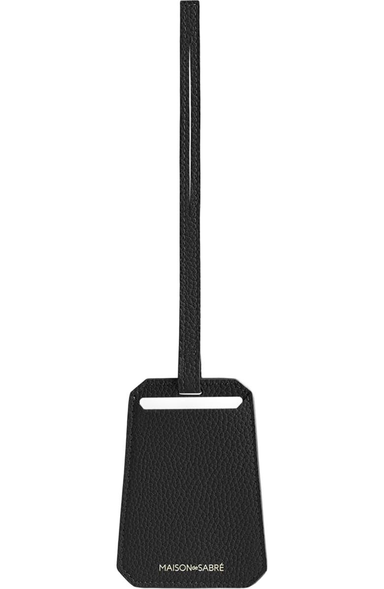 MAISON de SABRÉ Leather Luggage Tag, Main, color, Black Caviar