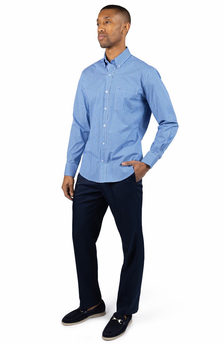 TailorByrd Gingham Stretch Cotton Button-Up Shirt, Alternate, color, Royal