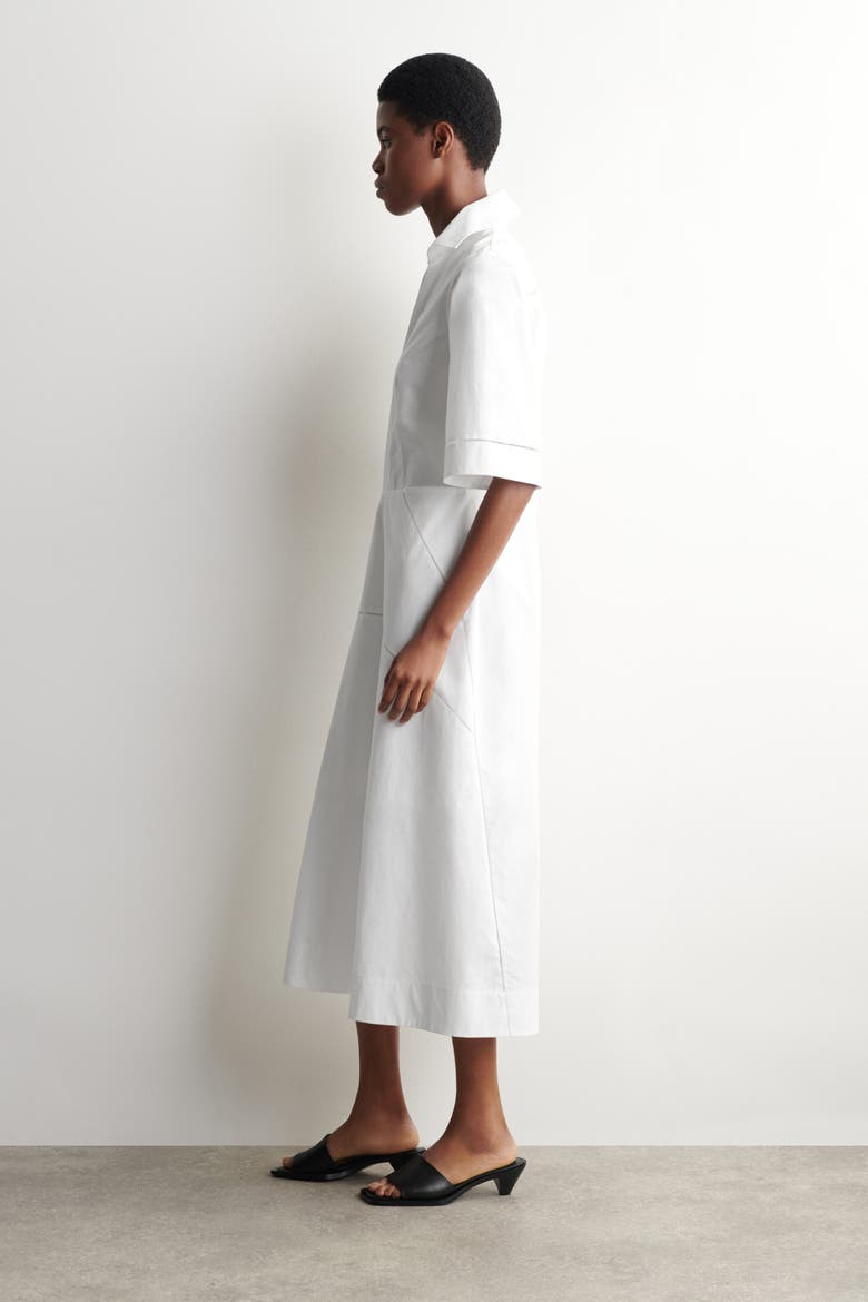 Embroidered Pima Cotton Midi Dress, Alternate, color, WHITE