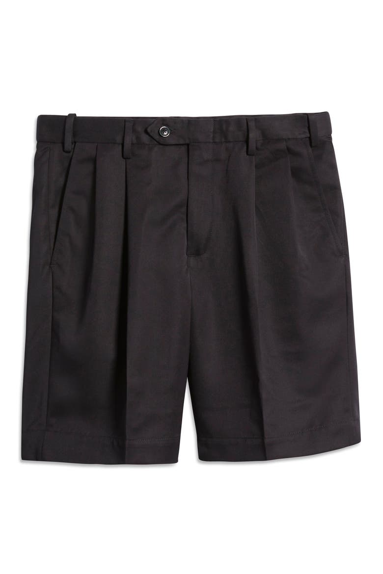 Microfiber Self Sizer Pleated Shorts, Alternate, color, BLACK