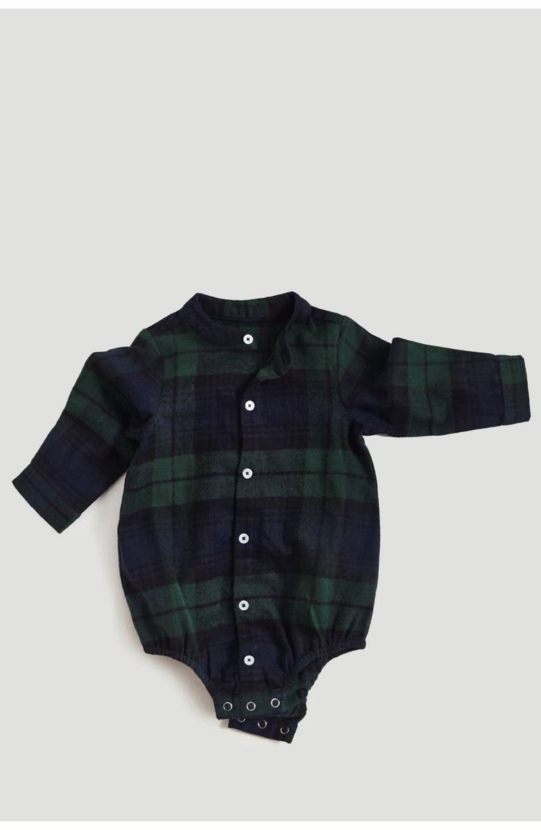 Babycottons Premium Cotton Christmas plaid Shirt Bodysuit For Infant, Alternate, color, 