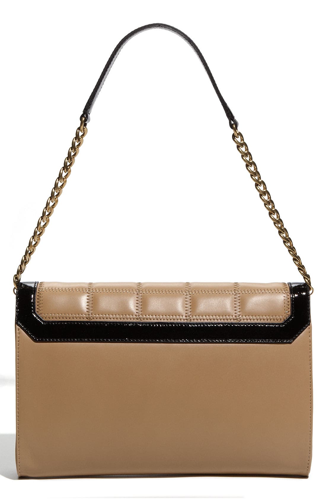 'Cassie' Quilted Flap Clutch, Alternate, color, NUDE-BLACK