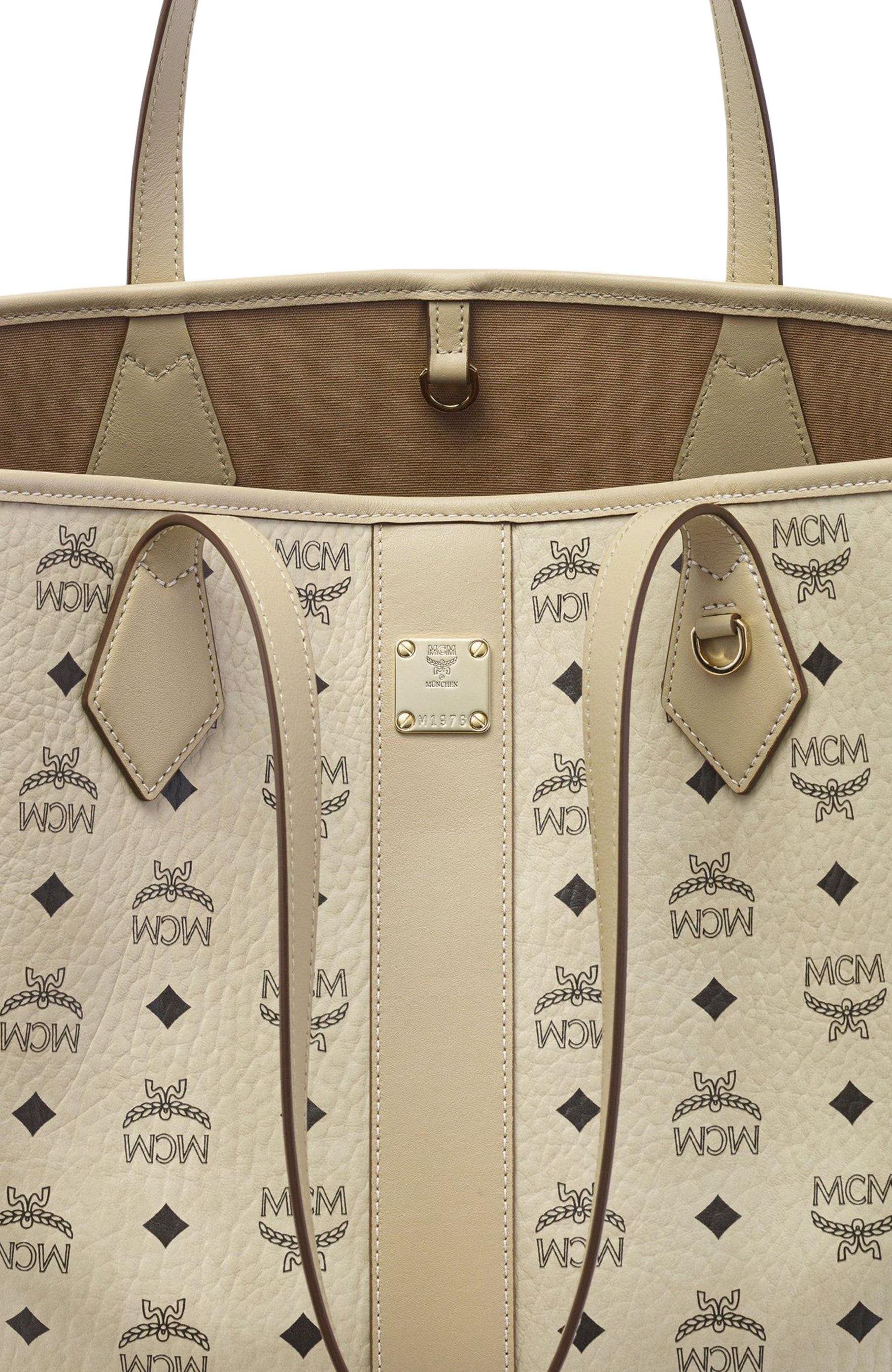 New Medium Liz Shopper in Visetos, Alternate, color, Beige