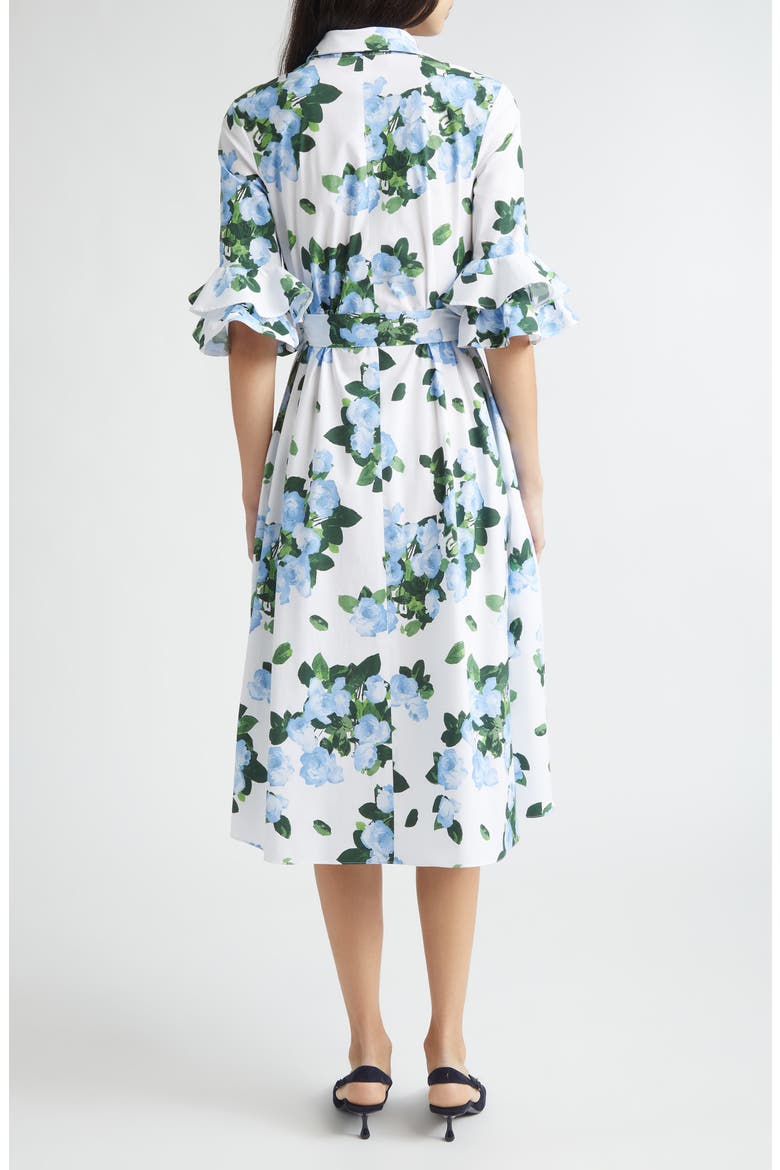 Rose Print Belted Midi Shirtdress, Alternate, color, WHITE MULTI