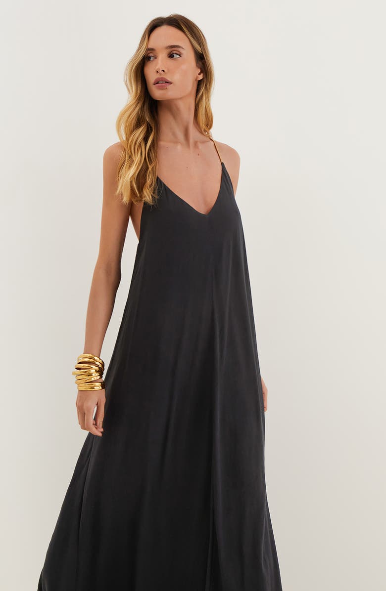 ViX Paula Hermanny Rebecca Swim Cover-Up Maxi Dress, Alternate, color, Black