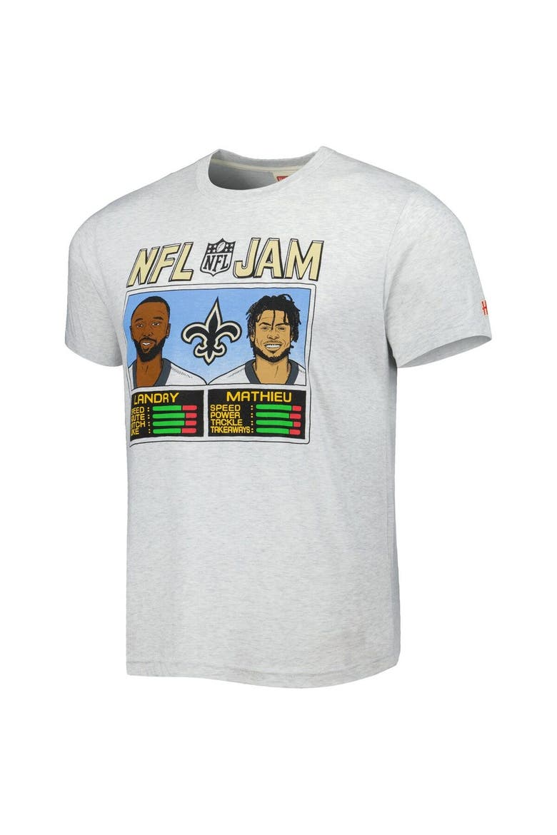 Men's Homage Jarvis Landry & Tyrann Mathieu Heather Gray New Orleans Saints NFL Jam Tri-Blend T-Shirt, Alternate, color, Heather Gray