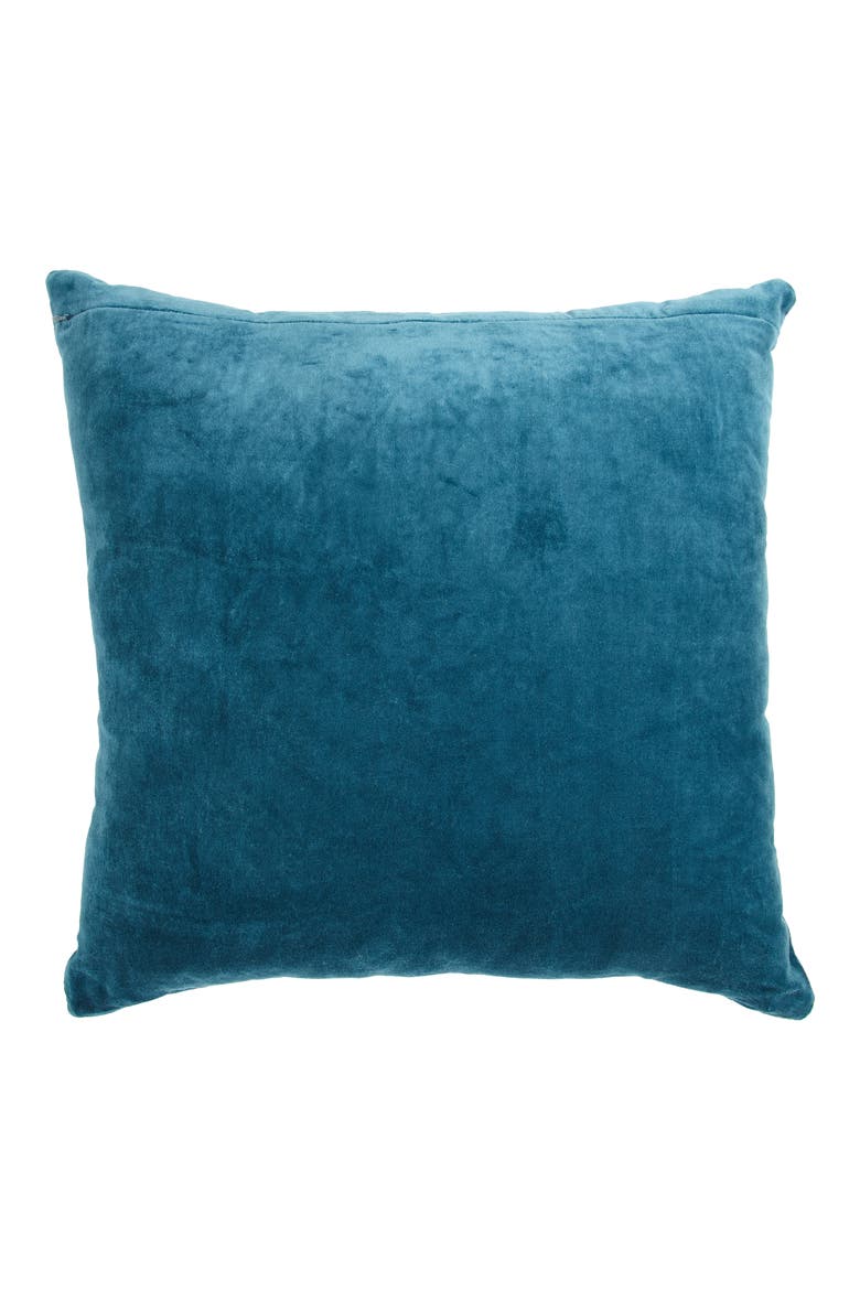 Channel Quilted Velvet Accent Pillow, Alternate, color, TEAL GAZER